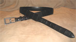 Matte Black Alligator w/ Hand Cut 10 Guage Sterling Silver Buckle