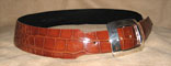 Sterling Silver Buckle Radius Cut Belt Classic Alligator (Cognac)