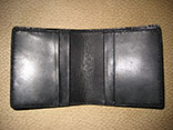 Handsewn Matte Black Alligator Bifold Wallet /w Kangaroo Leather Lining (Inside View)