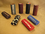 Handmade Assorted Exotic Leather BIC Lighter Covers.  American Alligator, Crocodile, Stingray Print & Multi-Spine.