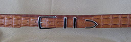 Cognac Crocodile "Backstrap" 1 1/4" Tapered To 1" Belt w/ 4 Piece Sterling Silver Black Jade Inlay Buckle Set