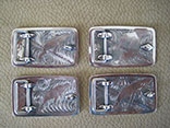 Sterling Silver Hand Engraved Whale Buckles w/ Overlayed Whales And 10k Gold Eyes (Back View)