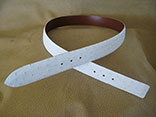 Handmade Snow White Ostrich Belt.  1.5" Width.