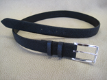 Handmade Black Stingray 1.25 Strap Belt w/Sterling Silver Mt. Soledad 1.25" Belt Buckle; Hidden Snaps