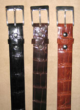Classic Alligator 1 1/4" Belts w/ Solid Sterling Silver Buckle (Black, Chocolate, Cognac)