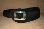 Handmade Black Stingray 4" Radius Cut Belt w/ Sterling Silver Buckle