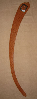 Handmade Cognac Ostrich 4" Radius Cut Belt w/ Sterling Silver Buckle
