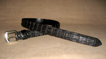 Handmade Matte Black Hornback Crocodile 1 1/2" Backstrap w/ Sterling Silver Buckle