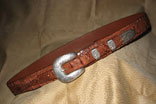 Handmade Brown Hornback Crocodile Ranger Belt /w Hand Sewn Billets & Sterling Silver VOGT Buckle Set