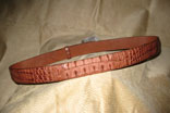 Handmade Brown Hornback Crocodile Ranger Belt /w Hand Sewn Billets & Sterling Silver VOGT Buckle Set