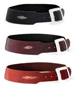 Sterling Silver Buckle On Black, Burgundy & Mango Stingray 2" Tapered To 1 1/2" Radius Cult Belts