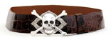 Captain Jack Sterling Silver Buckle On Classic Chocolate Alligator 2" Radius Cut Belt